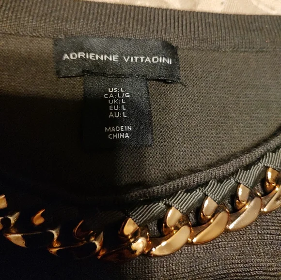 🔸🌿🔸NWOT Stellar Adrienne Vittadini Dark Olive & Gold Batwing Top Blouse - L - Picture 13 of 16